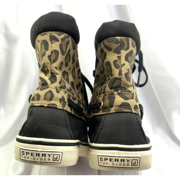Sperry Top Sider Women's 7.5M High Top Sneakers Leopard Print Brown Canvas - Picture 6 of 10